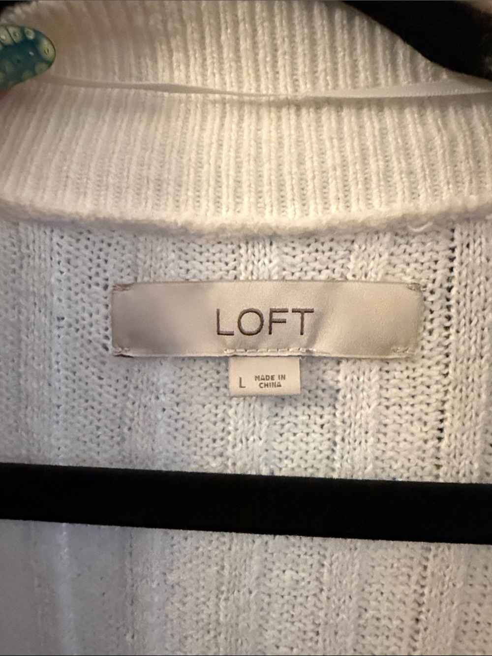 LOFT Cream Ribbed Open-Front Long Cardigan - Picture 2 of 5